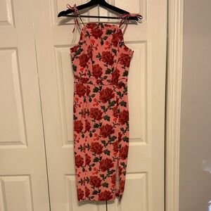 Anthropologie Floral Pink and Red Dress